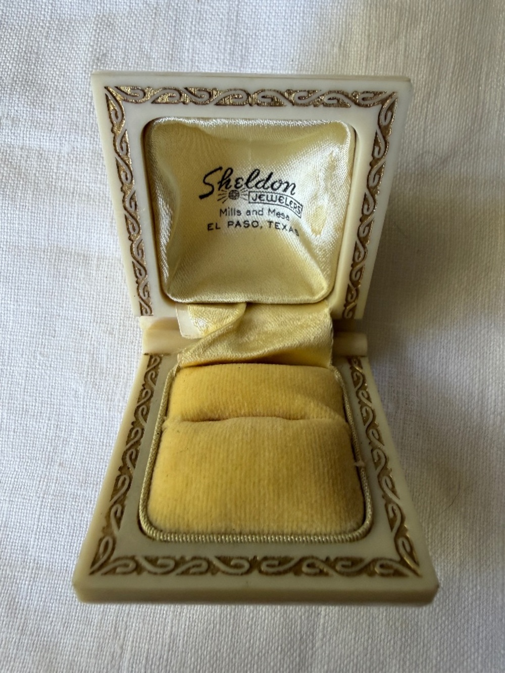 Vintage Warner Celluloid Ring Box, Moonlight Ivory Art Deco Presentation Case